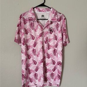 Stylish Pink Leaf Pattern Shirt